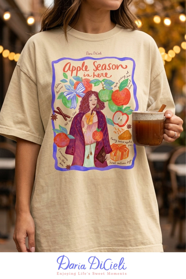 Apple Season Is Here — Cozy Autumn Graphic T-Shirt for Women