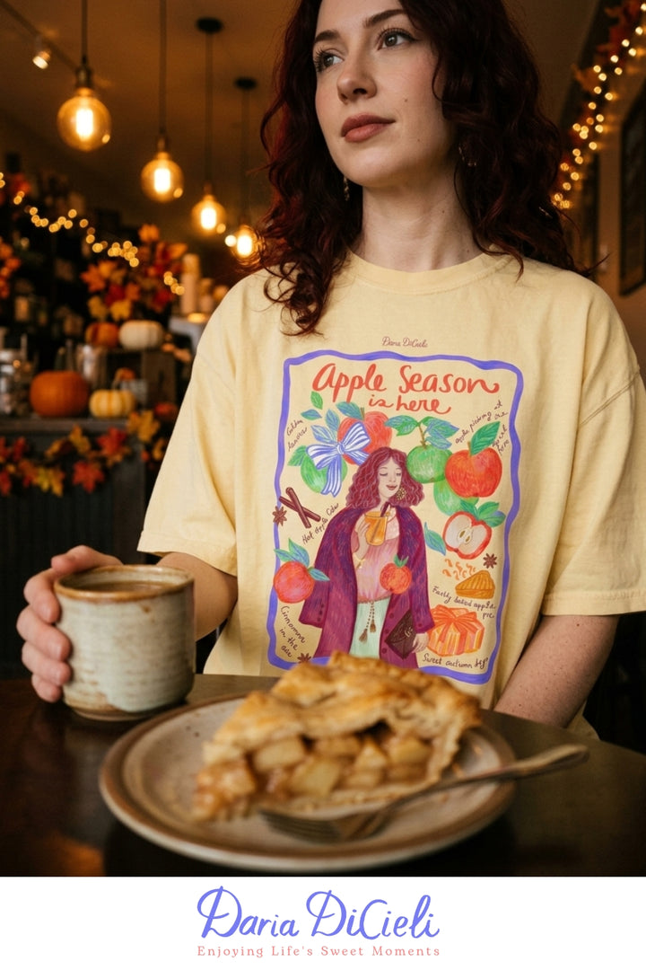 Apple Season Is Here — Cozy Autumn Graphic T-Shirt for Women
