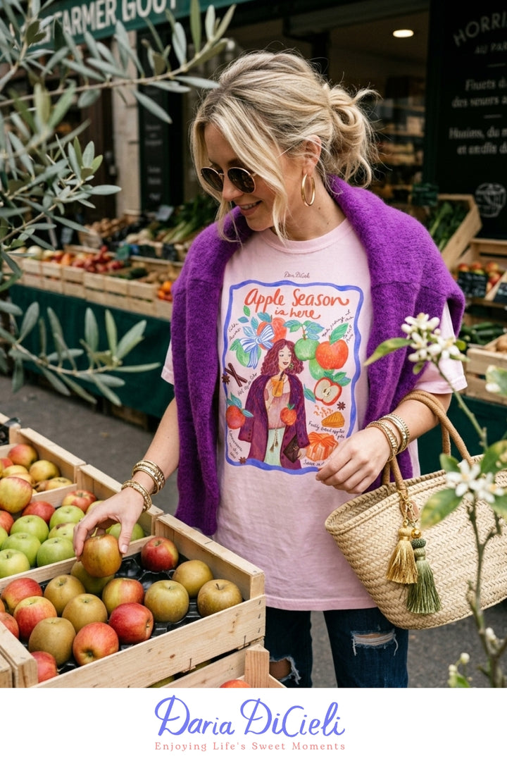 Apple Season Is Here — Cozy Autumn Graphic T-Shirt for Women