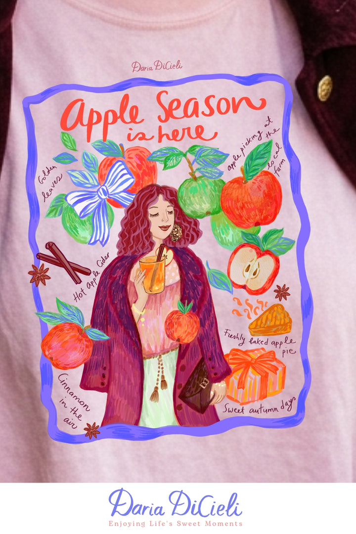 Apple Season Is Here — Cozy Autumn Graphic T-Shirt for Women