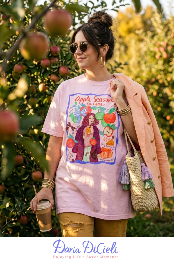 Apple Season Is Here — Cozy Autumn Graphic T-Shirt for Women